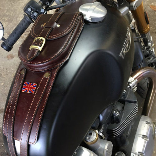 Triumph Tank Strap Bag Real Leather Cowhide High Quality for BOBBER Speed Master
